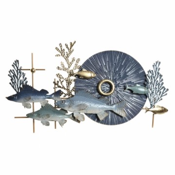 Sienu dekors Home ESPRIT Zils Bronza Vidusjūra Zivs 93 x 6 x 51,5 cm
