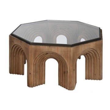 Кофейный столик Home ESPRIT Стеклянный древесина ели 99 x 99 x 46 cm
