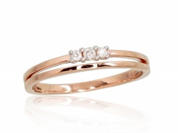 Золотое кольцо #1100696(Au-R+PRh-W)_DI, Красное Золото 585°, родий (покрытие), Бриллианты (0,07Ct), Размер: 17, 1.75 гр.
