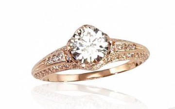 Золотое кольцо #1100245(Au-R)_CZ, Красное Золото 585°, Цирконы, Размер: 18.5, 2.68 гр.