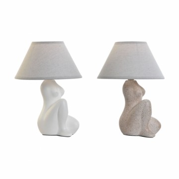 Galda lampa Home ESPRIT Balts Bēšs Keramika 40 W 220 V 22 x 22 x 30 cm (2 gb.)
