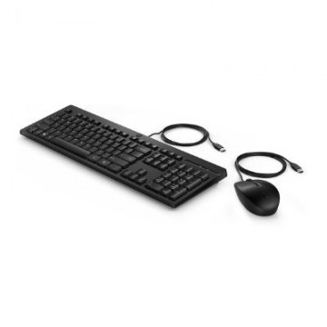 HP   HP 225 USB Wired Mouse Keyboard Combo, Sanitizable/Antimicrobial - Black - US ENG
