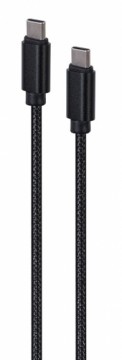 Gembird CCDB-mUSB2B-CMCM-6 Cotton braided Type-C male-male USB cable with metal connectors, 1.8 m, black color