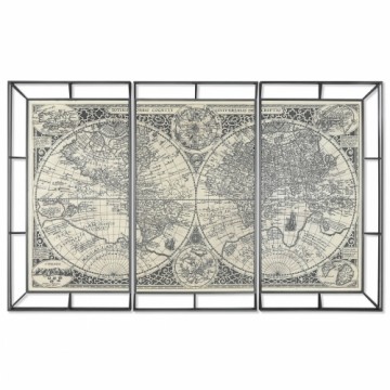 3 attēlu komplekts Home ESPRIT Balts Melns Pasaules Karte 222 x 8 x 140 cm (3 Daudzums)
