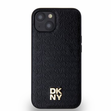 DKNY PU Leather Repeat Pattern Stack Logo MagSafe Case for iPhone 14 Black