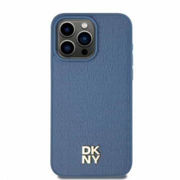 DKNY DKHMP15SPSHRPSB iPhone 15 | 14 | 13 6.1" niebieski|blue hardcase Leather Pattern Metal Logo MagSafe