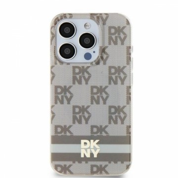 DKNY DKHMP15SHCPTSE iPhone 15 | 14 | 13 6.1" beżowy|beige hardcase IML Checkered Mono Pattern & Printed Stripes MagSafe
