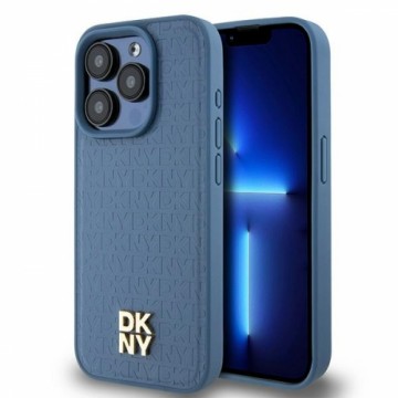 DKNY DKHMP15LPSHRPSB iPhone 15 Pro 6.1" niebieski|blue hardcase Leather Monogram Pattern Metal Logo MagSafe