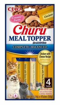 INABA Churu Meal Topper Chicken with cheese - cat treats - 4 x 14g