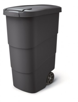 Prosperplast Atkritumu konteiners ar vāku un riteņiem 90L, antracīts