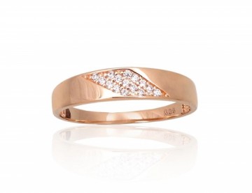 Золотое кольцо #1101088(Au-R)_CZ, Красное Золото 585°, Цирконы, Размер: 18.5, 1.87 гр.