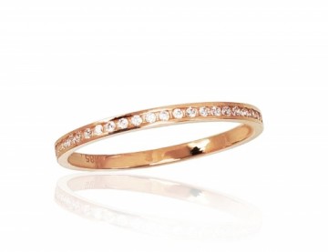 Золотое кольцо #1100831(Au-R)_CZ, Красное Золото 585°, Цирконы, Размер: 16, 0.73 гр.