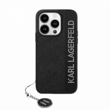 Karl Lagerfeld KLHCP15SPSAKDGCK iPhone 15 | 14 | 13 6.1" czarny|black hardcase Saffiano Rhinestones & Charm