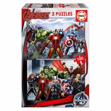 Puzle un domino komplekts Educa Marvel Avengers (2 x 100 pcs)