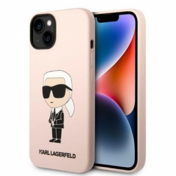 Karl Lagerfeld Liquid Silicone Ikonik NFT Case for iPhone 14 Plus Pink