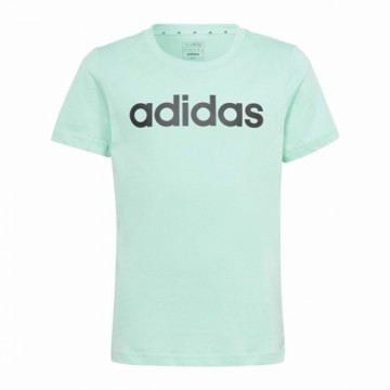 Krekls ar Īsām Piedurknēm Bērniem Adidas Linear Logo Zaļš Aquamarine